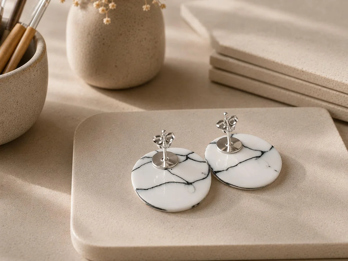 Porcelain earrings with sterling silver 925 posts